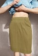 Vintage Green Knit Pleated Skirt, Small Size