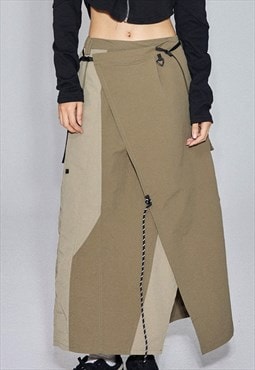 Oversize asymmetric maxi skirt wide gorpcore utility skirt 
