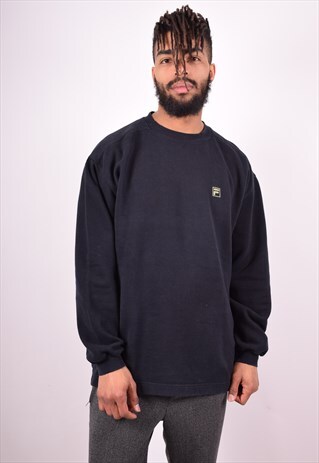 FILA MENS VINTAGE SWEATSHIRT JUMPER XL BLACK 90'S