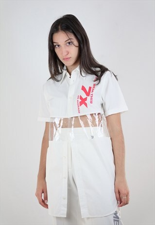 VINTAGE REWORKED 7X RED REFLECTIVE PANEL SHIRT