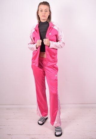 ADIDAS WOMENS VINTAGE FULL TRACKSUIT LARGE PINK 90'S