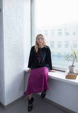 VINTAGE 80'S BLACK COTTON JUMPER