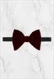 MENS BURGUNDY RED OVERSIZED VELVET BOW TIE & POCKET SQUARE