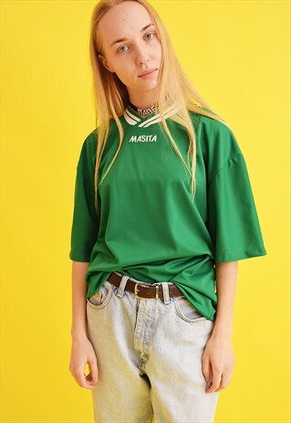 90'S RETRO ATHLEISURE JERSEY VARSITY OVERSIZED T-SHIRT TEE