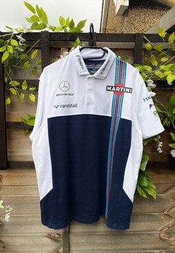 Hackett Williams Formula 1 navy blue white polo shirt large 