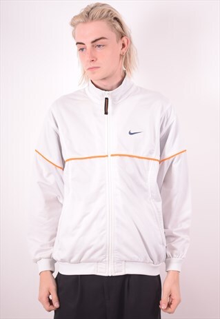 NIKE MENS VINTAGE TRACKSUIT TOP JACKET MEDIUM WHITE 90S