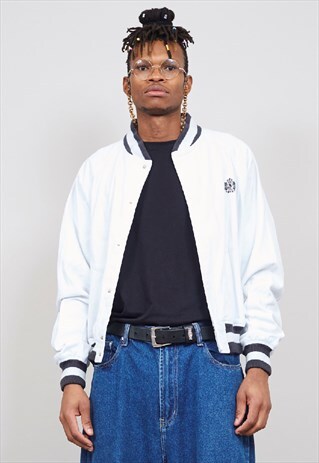 VINTAGE 90'S POLO RALPH LAUREN WHITE BOMBER JACKET