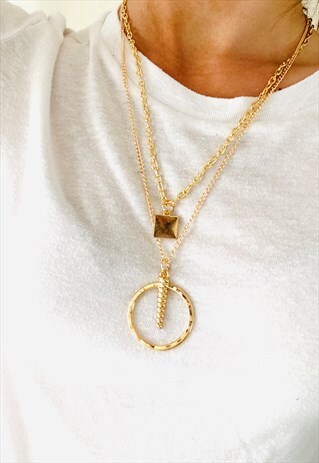 RETRO GOLD CHUNKY MULTI WAY NECKLACE
