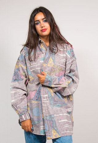 90'S VINTAGE WAVEY PATTERN FESTIVAL OVERSIZE SHIRT