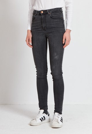 VINTAGE BLACK SKINNY FIT HIGH WAISTED DENIM JEANS