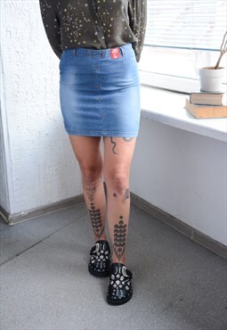 Vintage 90's Blue Stretchy MISS SIXTY Mini Skirt