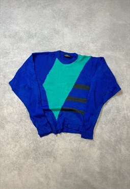 Vintage Abstract Knitted Jumper Funky Patterned Sweater