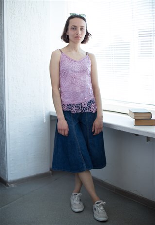 VINTAGE 90'S CROCHET LILAC VEST