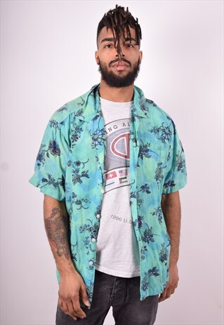 MENS VINTAGE SHIRT XL BLUE 90'S
