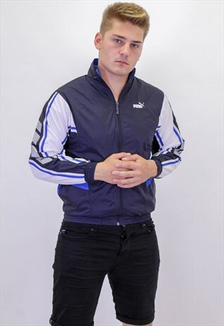 VINTAGE PUMA SHELL JACKET IN BLUE