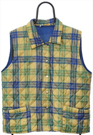 Vintage Yellow Check Padded Gilet Womens