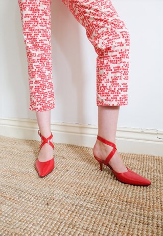 VINTAGE 90S RED PVC POINTY HIGH HEELS