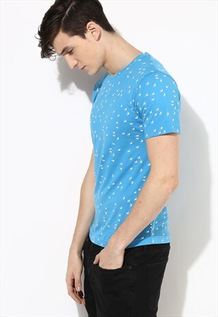 ORGANIC COTTON BLUE T-SHIRT. PRINTED T-SHIRT