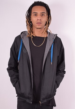 NIKE MENS VINTAGE REVERSIBLE JACKET LARGE BLACK 90S