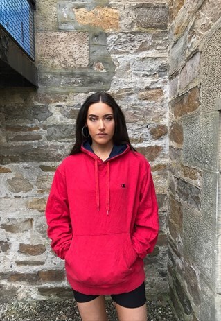 VINTAGE CHAMPION UNISEX HOODIE SWEATSHIRT RED