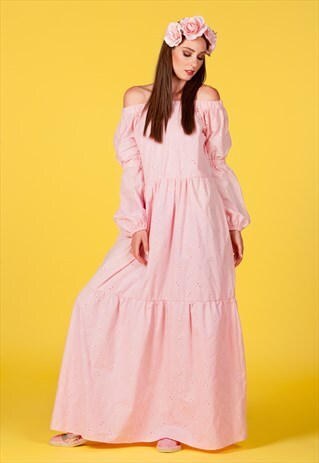 PINK MAXI DRESS/ MAXI DRESS/ OFF THE SHOULDERS DRESS