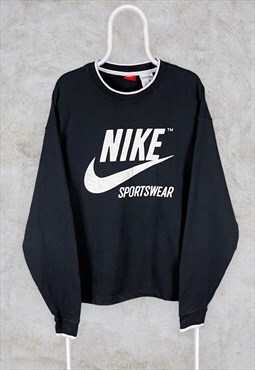 Vintage Black Nike Sweatshirt Swoosh Spell Out Large