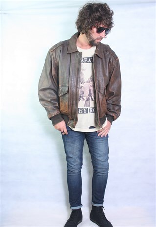 LEATHER BOMBER FLYING JACKET.