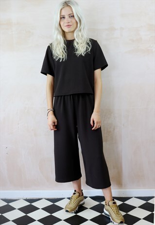 DARK CHOCOLATE CROP PANTS AND TOP CO-ORDINATES