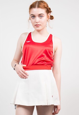 VINTAGE 80'S RED ADIDAS SPORTS VEST T-SHIRT