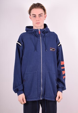 NIKE MENS VINTAGE HOODIE JACKET XL BLUE 90S