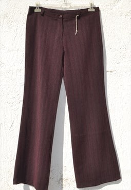 Deadstock 90s burgundy red jacquard tweed style wide pants