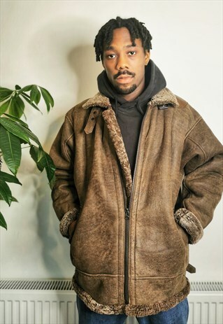 VINTAGE SUEDE/LEATHER SHERPA JACKET