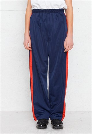 VINTAGE RETRO NAVY ATHLETIC SPORT TRACK BOTTOMS JOGGERS