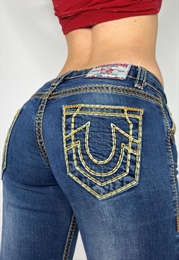 Vintage Y2k True Religion Jeans Low Rise Contrast Stitch 00s