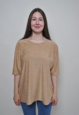 Y2k minimalist blouse, brown color pullover essential shirt 