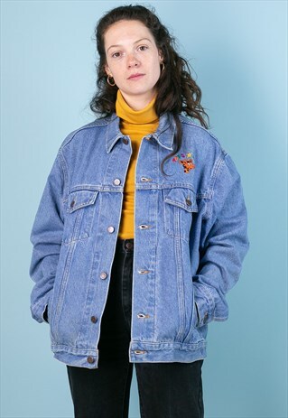 VINTAGE TOYS 'R' US DENIM LIGHT BLUE JACKET EMBROIDERED LOGO