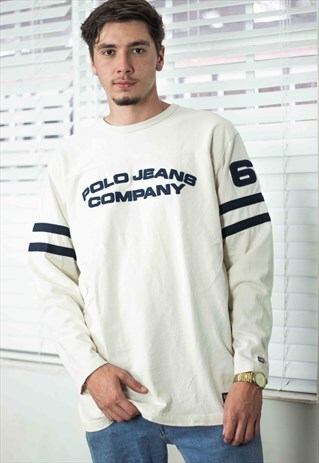 VINTAGE POLO RALPH LAUREN T-SHIRT LOGO 90S M 15.7