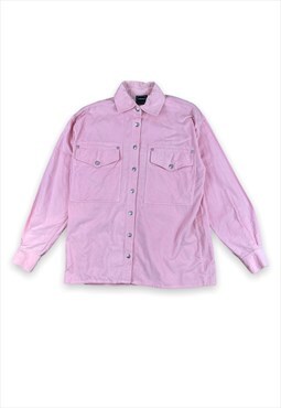 Versace vintage 90s pink corduroy detailed buttons shirt