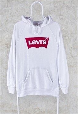 Levi's White Hoodie Red Tab Logo Pullover Men's Small
