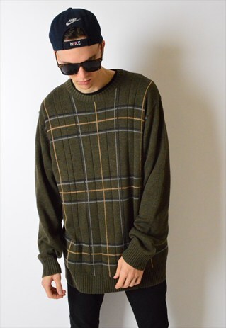 OSCAR DE LA RENTA VINTAGE 90S KHAKI KNIT GRUNGE JUMPER