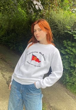 Vintage Size S Clyde Ferries Embroidered Sweatshirt In White