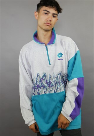 GREY, PURPLE & TURQUOISE LOTTO 1/4 ZIP SWEATSHIRT