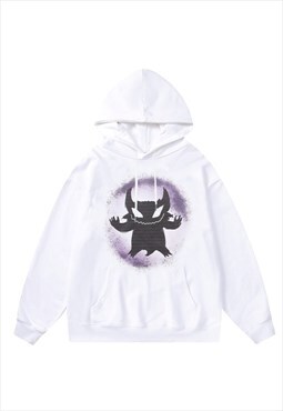 Monster hoodie grunge pullover premium devil jumper in white
