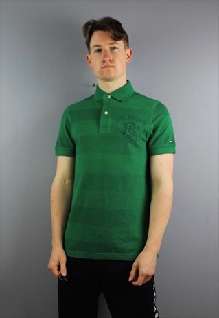 VINTAGE TOMMY HILFIGER POLO SHIRT IN GREEN WITH EMBROIDERED