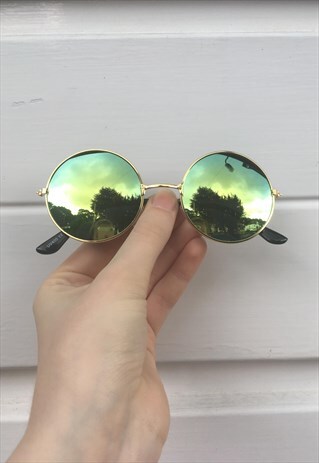 VINTAGE JOHN LENNON STYLE HOLOGRAPHIC CIRCLE SUNGLASSES