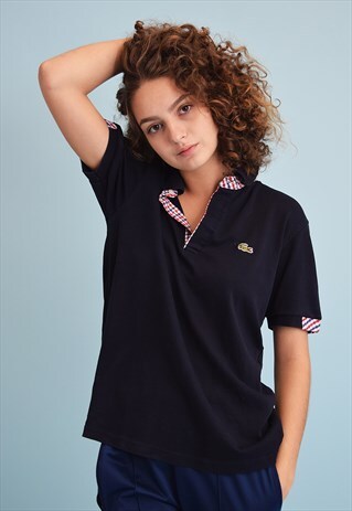 90'S RETRO LACOSTE ATHLEISURE NAVY POLO T-SHIRT TEE