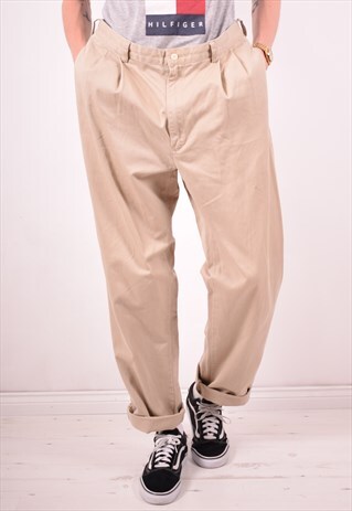 POLO RALPH LAUREN MENS VINTAGE TROUSERS W36 L32 BEIGE 90S