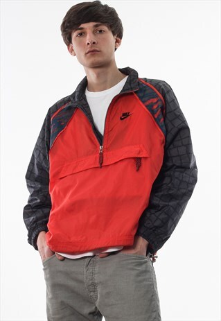 VINTAGE NIKE TRACKSUIT PULLOVER 90S ORANGE GREY
