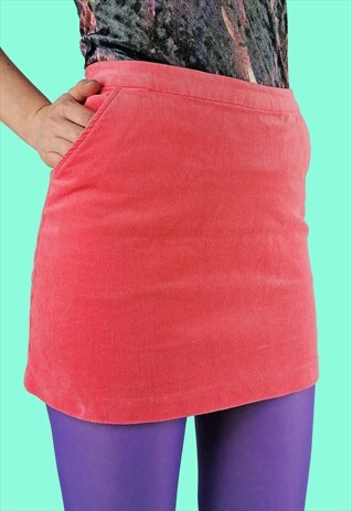 VINTAGE H&M PINK CORDUROY DENIM MINI SKIRT