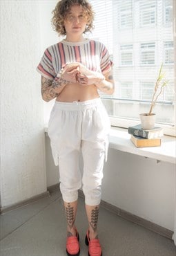 Vintage Y2K White Short Cargo STEFANEL Trousers